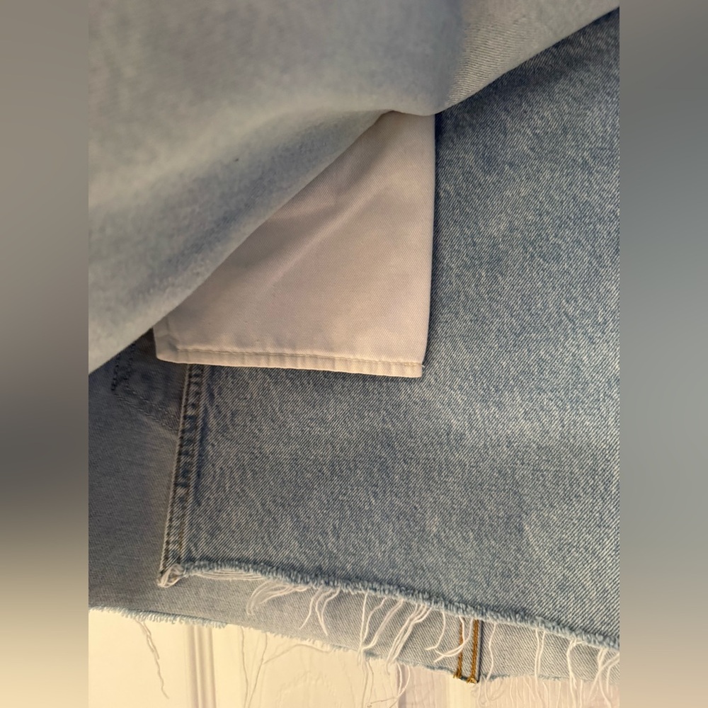 REDONE x Pam Anderson Mid Rise Wrap Denim Mini Skirt Maliblue Blue Size 26 - Picture 7 of 16